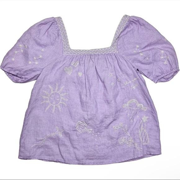 Johnny Was Sovanna Wander top linen lilac - Picture 4 of 13